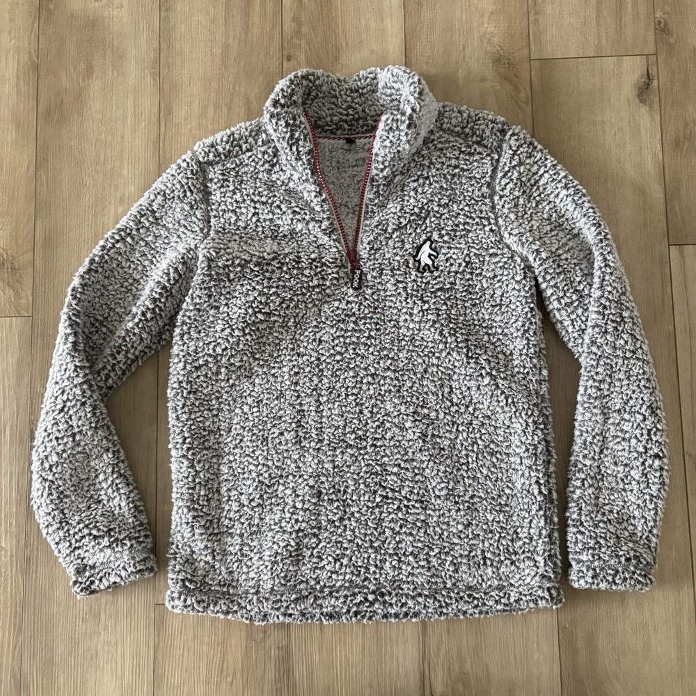 Pook Yeti 1/4 Zip Men's Gray Sherpa Coat Jacket Size Small S Pullover